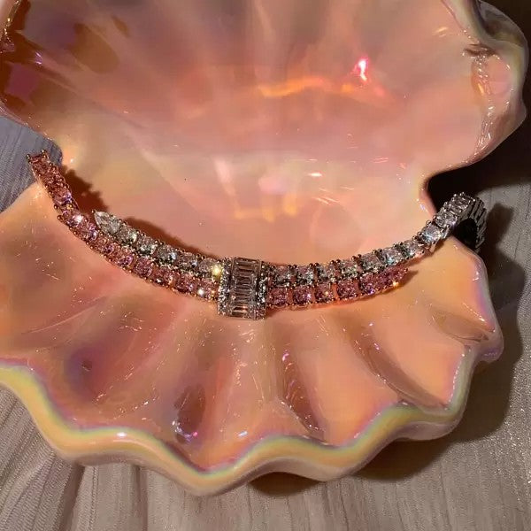 10.8ctw Round Cut Pink Sapphire Statement Necklace