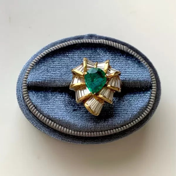 Vintage 3.5ctw Pear Cut Emerald Ring