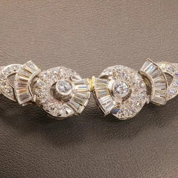 Vintage 9ctw Baguette Cut White Sapphire Two-Tone Necklace