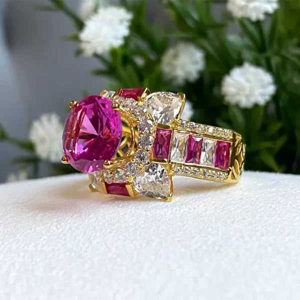 Vintage 6ctw Round Cut Ruby Ring