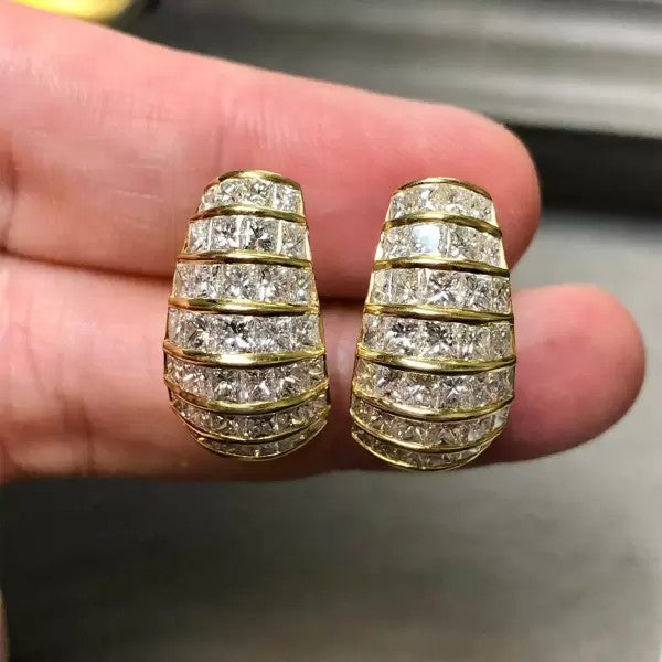 7ctw Princess Cut White Sapphire Hoop Earrings