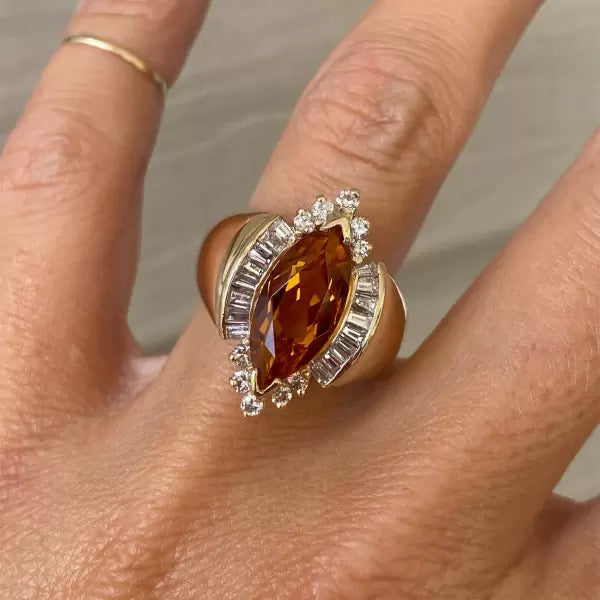 5ctw Marquise Cut Citrine Cocktail Ring