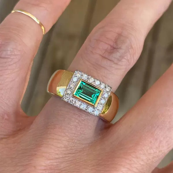 2.2ctw Emerald Cut Emerald Cocktail Ring