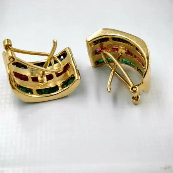 8.4ctw Asscher Cut Multi-Gemstone Stud Earrings