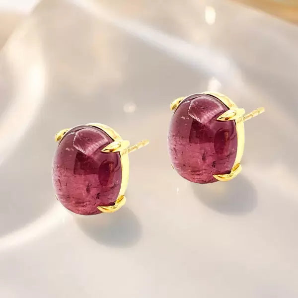 12ctw Oval Cut Ruby Pink Tourmaline Earrings