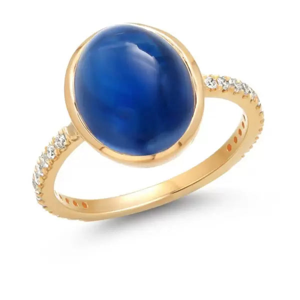 6ctw Round Cut Sapphire Carat Ceylon Cabochon Cocktail Ring