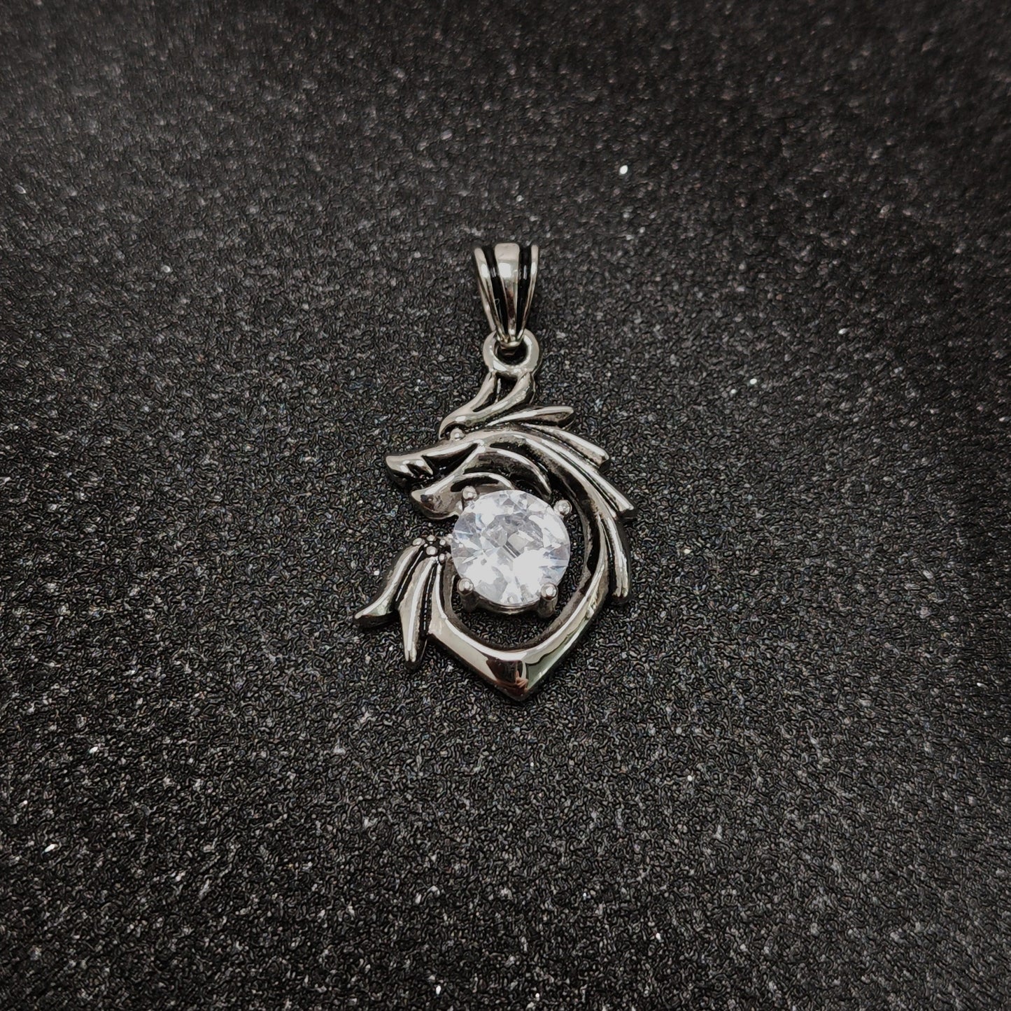 Street Style 316 Stainless Steel Dragon Pendant with Crystal Accents | 65cm Chain（GS-20250912-10）