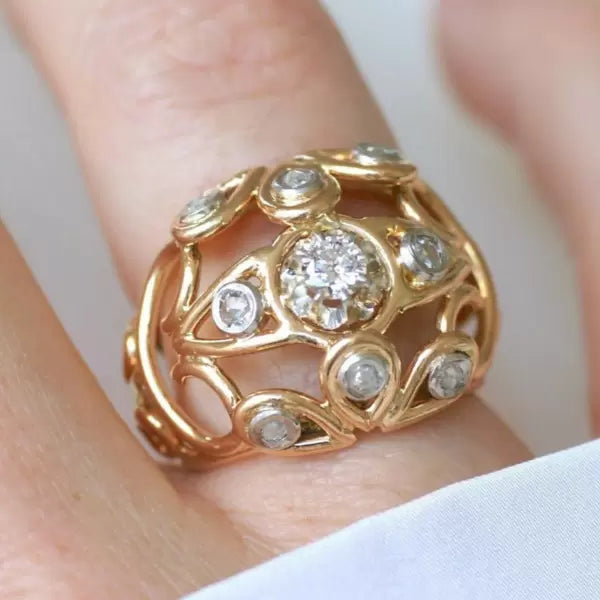 3.3ctw Round Cut White Sapphire Wire Cocktail Ball Ring