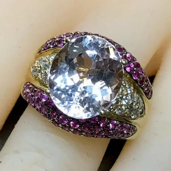 13.2ctw Oval Cut White Sapphire Cocktail Ring