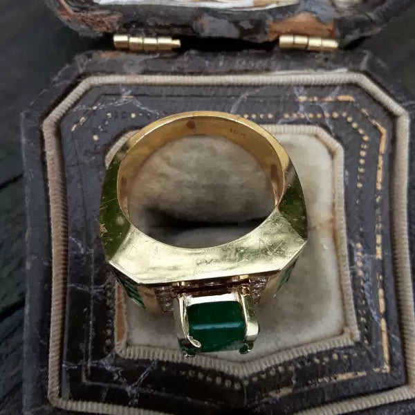 3.7ctw Asscher Cut Emerald Wedding Cocktail Ring