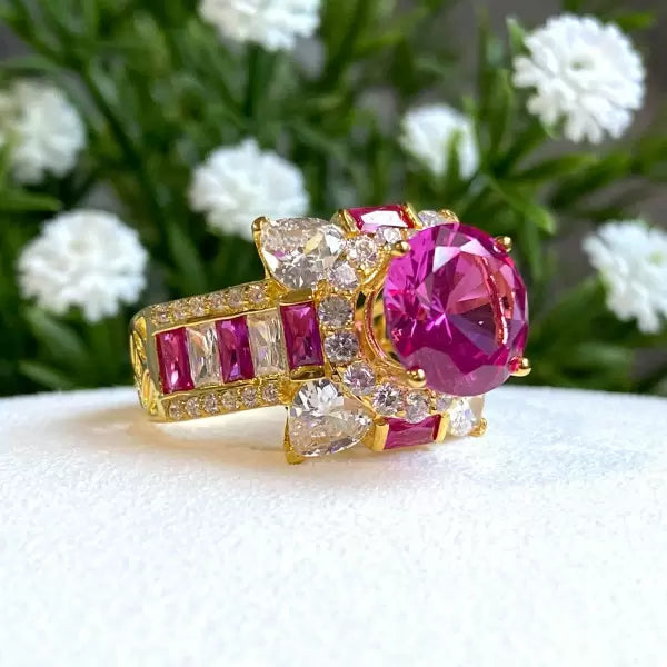 Vintage 6ctw Round Cut Ruby Ring