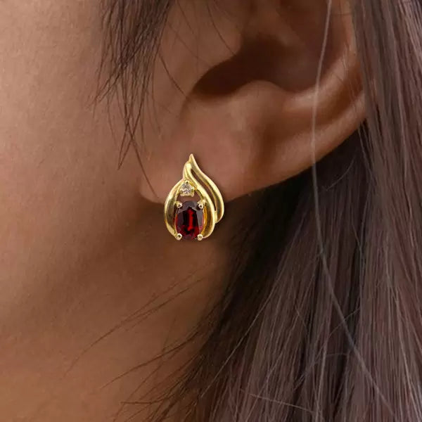 4.2ctw Oval Cut Ruby And White Sapphire Stud Earrings