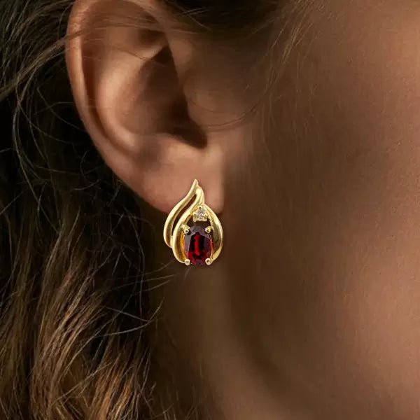 4.2ctw Oval Cut Ruby And White Sapphire Stud Earrings