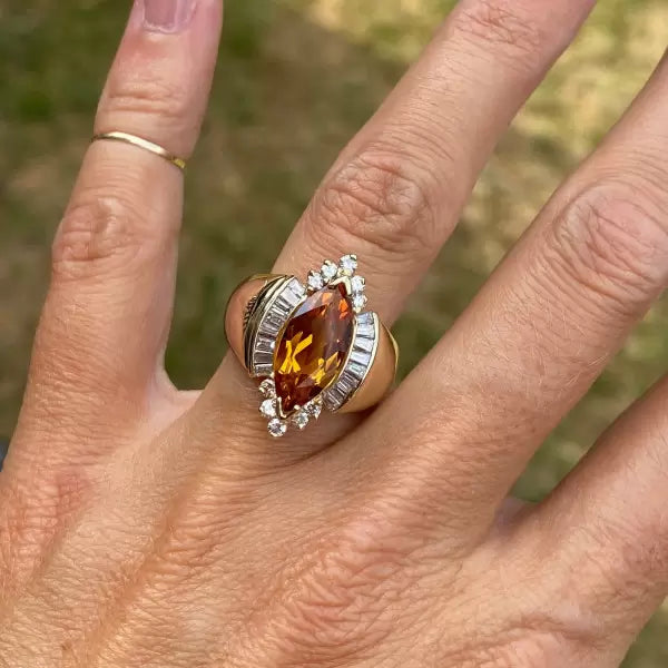 5ctw Marquise Cut Citrine Cocktail Ring