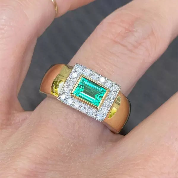 2.2ctw Emerald Cut Emerald Cocktail Ring
