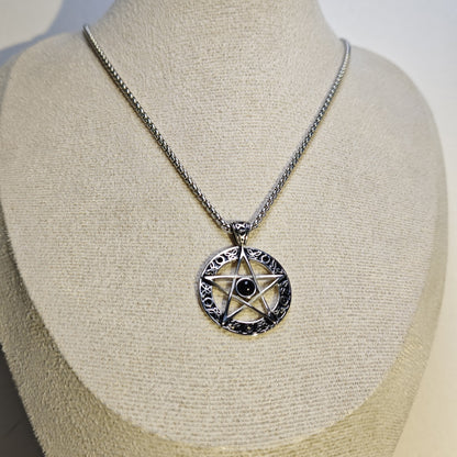 Fashion European-Style Black Gem Star Pendant Necklace | 65cm Chain（GS-20250912-6）