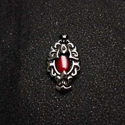 Vintage Black & Red 316 Stainless Steel Pendant Necklace | Unisex Punk Fashion, 65cm Chain（GS-20250912-4）