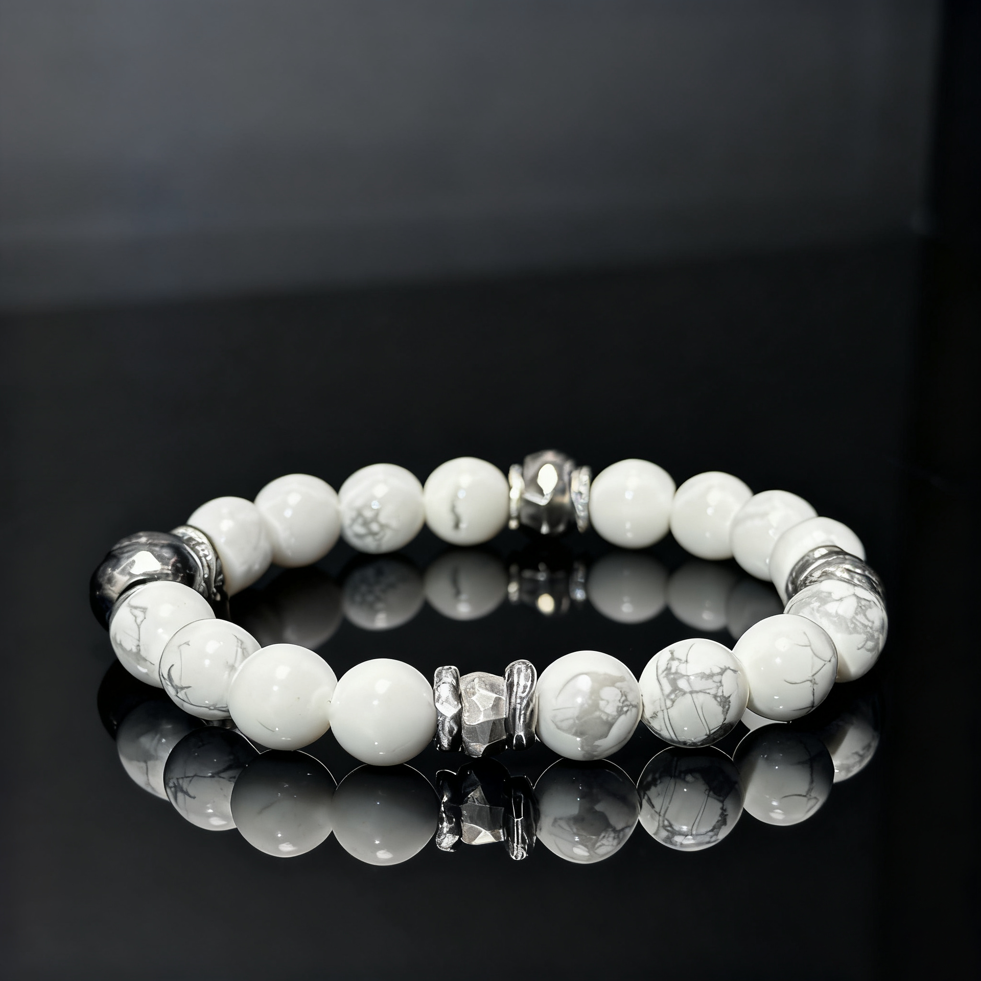 Natural White Turquoise Bracelet with 925 Sterling Silver（YS