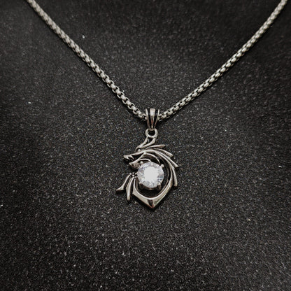Street Style 316 Stainless Steel Dragon Pendant with Crystal Accents | 65cm Chain（GS-20250912-10）