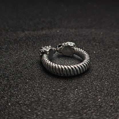 925 Sterling Silver Vintage Double-Headed Leopard Ring | Unique Hip-Hop Style（YS-20250926-9）