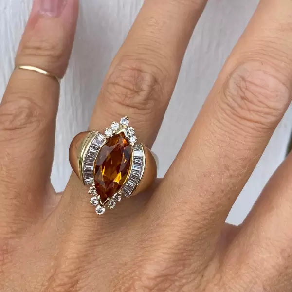 5ctw Marquise Cut Citrine Cocktail Ring