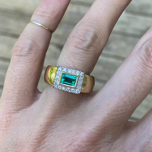 2.2ctw Emerald Cut Emerald Cocktail Ring