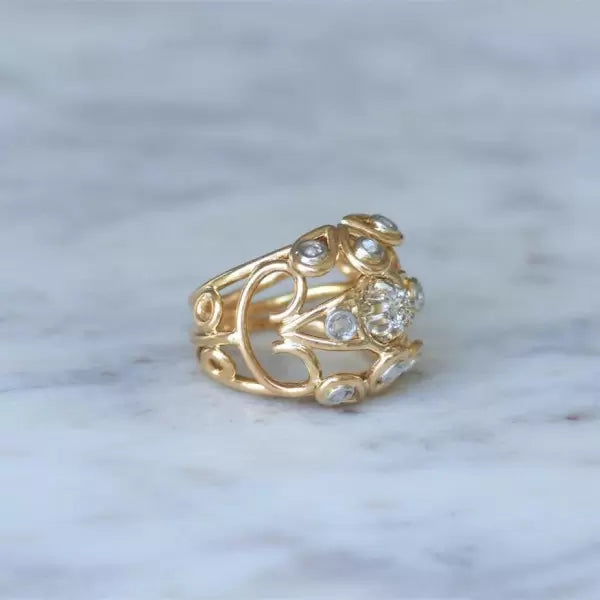 3.3ctw Round Cut White Sapphire Wire Cocktail Ball Ring