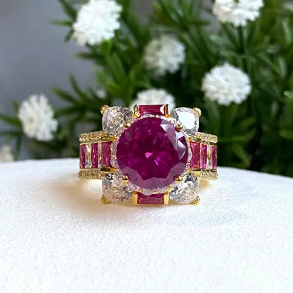 Vintage 6ctw Round Cut Ruby Ring