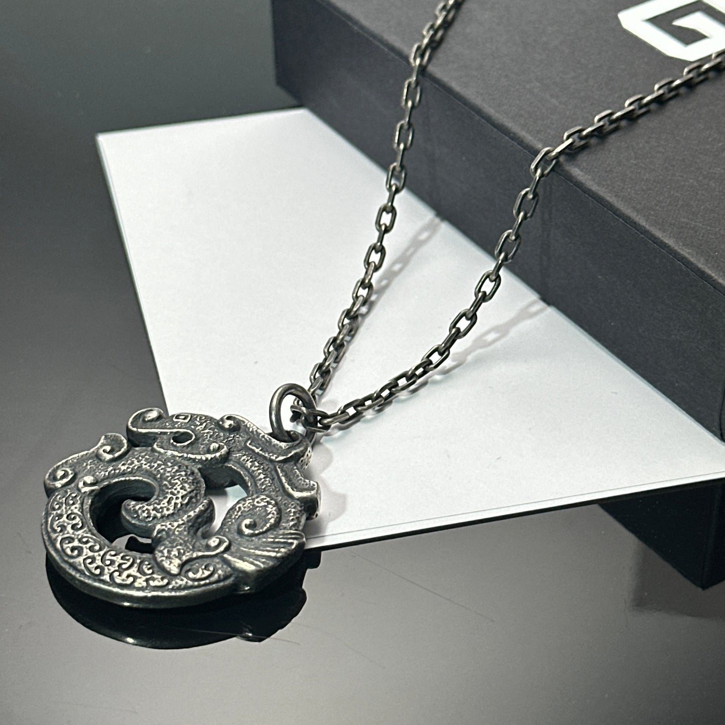 Solid 925 Sterling Silver Dragon Pendant Necklace | Vintage Original Design, Unisex Couple Style（YS-20250926-1）