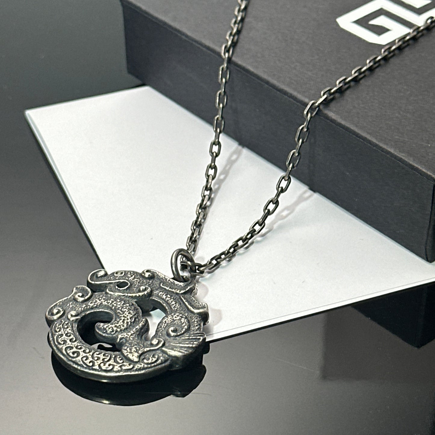 Solid 925 Sterling Silver Dragon Pendant Necklace | Vintage Original Design, Unisex Couple Style（YS-20250926-1）