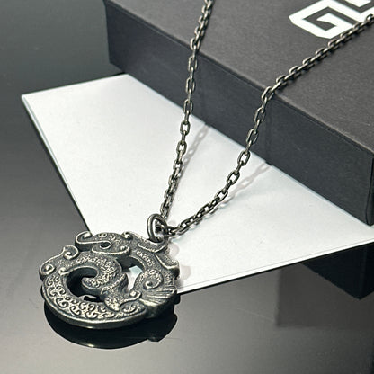 Solid 925 Sterling Silver Dragon Pendant Necklace | Vintage Original Design, Unisex Couple Style（YS-20250926-1）