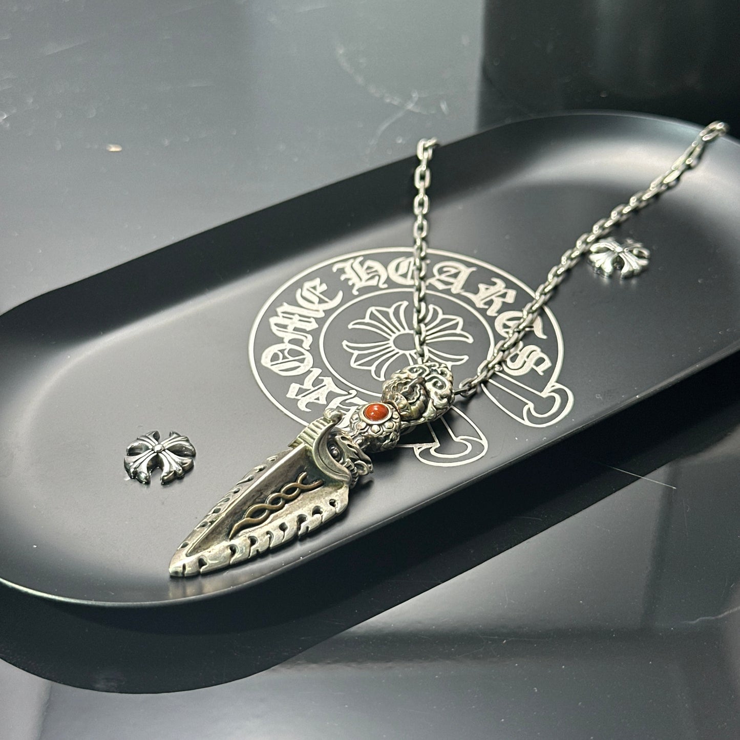 925 Sterling Silver Handcrafted Vajra Pendant Necklace | Garuda Charm with Bodhi Bead Mala Style（YS-20250926-7）