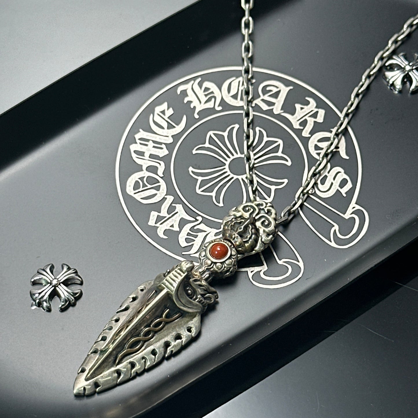 925 Sterling Silver Handcrafted Vajra Pendant Necklace | Garuda Charm with Bodhi Bead Mala Style（YS-20250926-7）