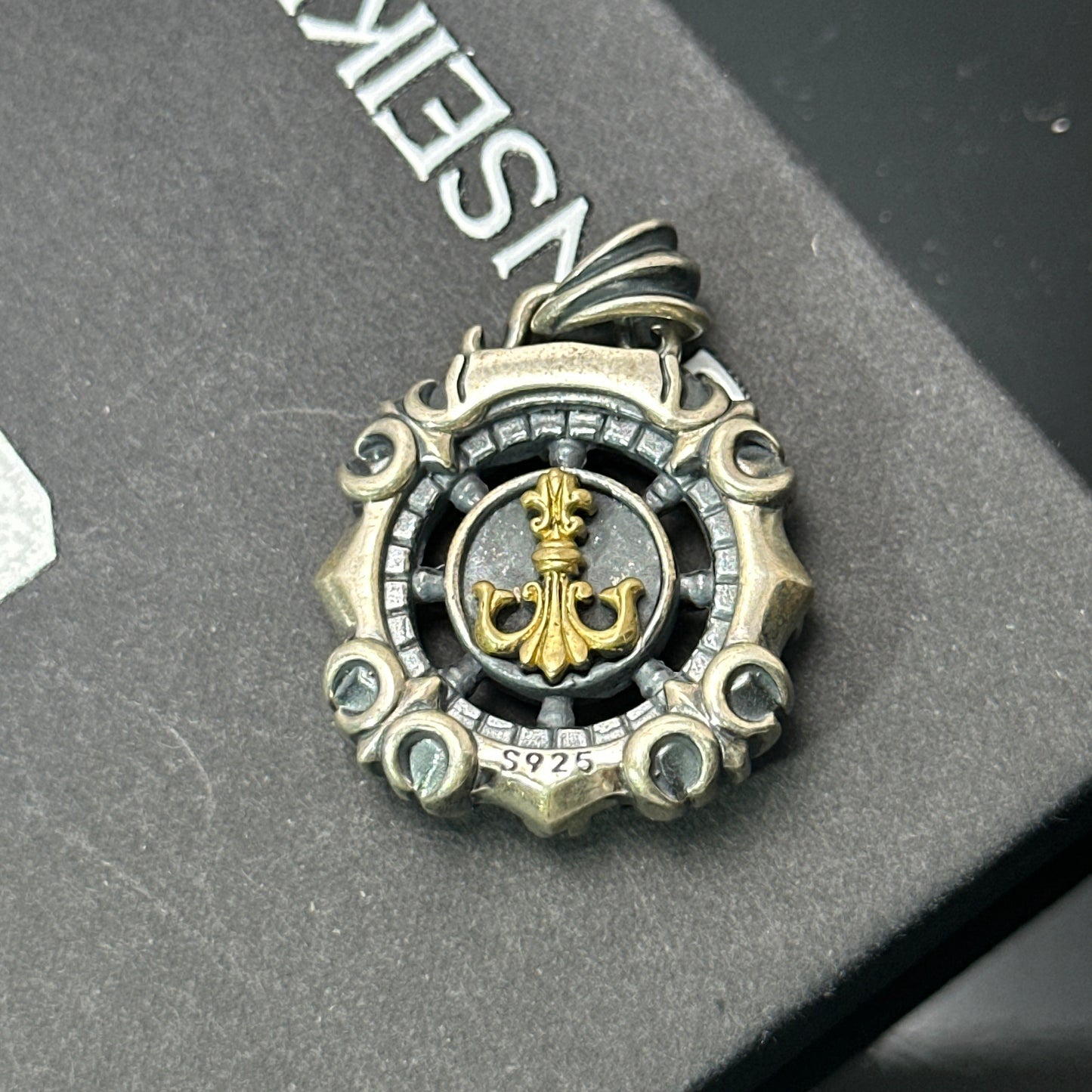 925 Sterling Silver Nautical Star Compass Pendant Necklace | Vintage Anchor Design（YS-20250926-5）