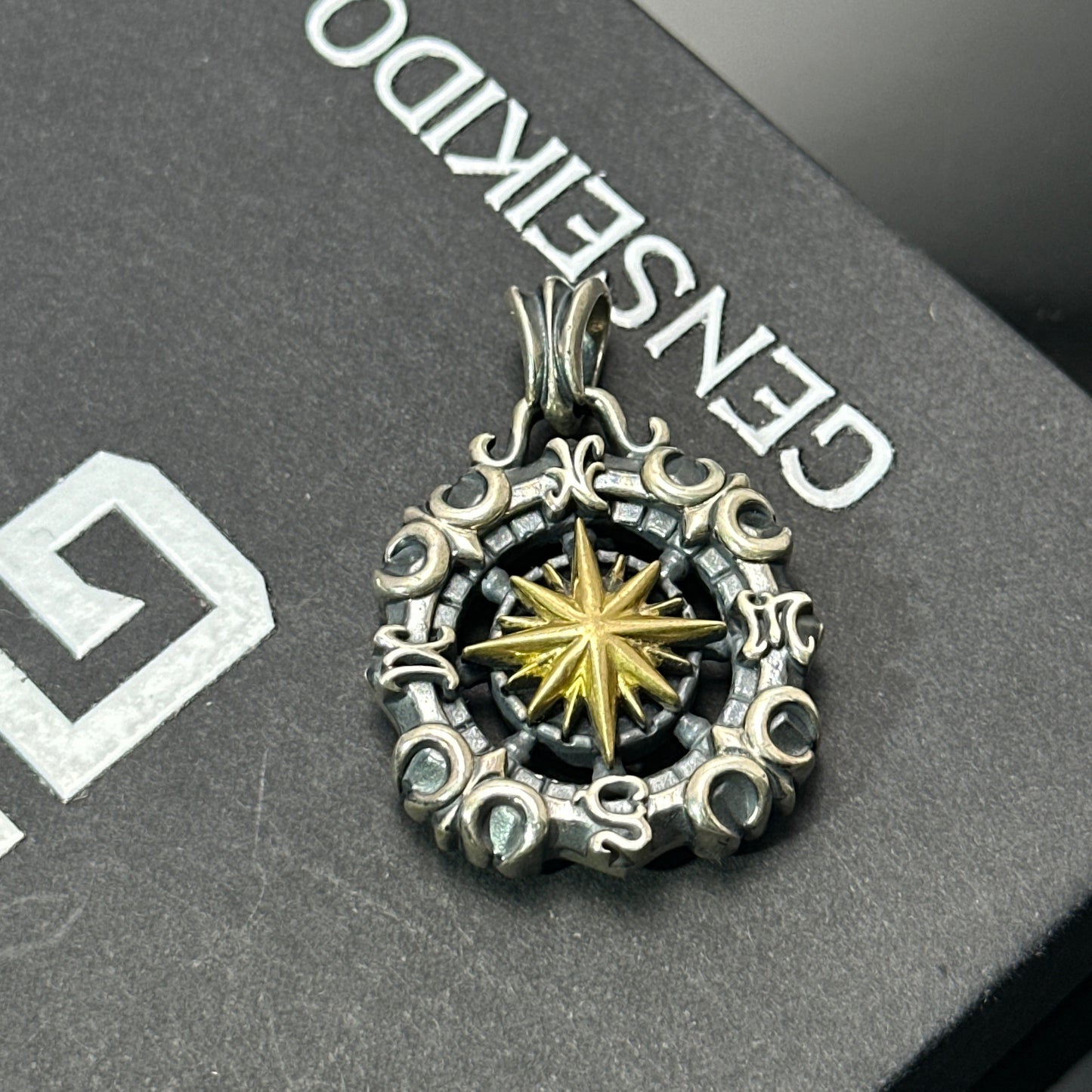 925 Sterling Silver Nautical Star Compass Pendant Necklace | Vintage Anchor Design（YS-20250926-5）