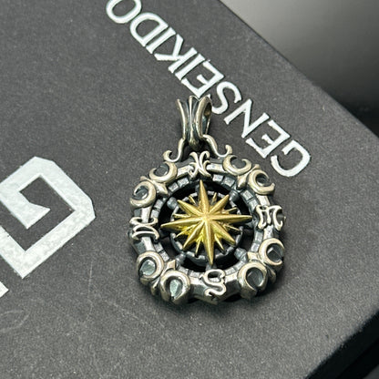 925 Sterling Silver Nautical Star Compass Pendant Necklace | Vintage Anchor Design（YS-20250926-5）