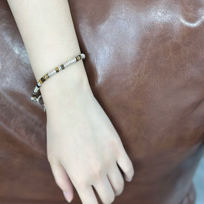 Golden Gaze: Yellow Tiger's Eye Sterling Silver Bracelet（YS-20251111-10）