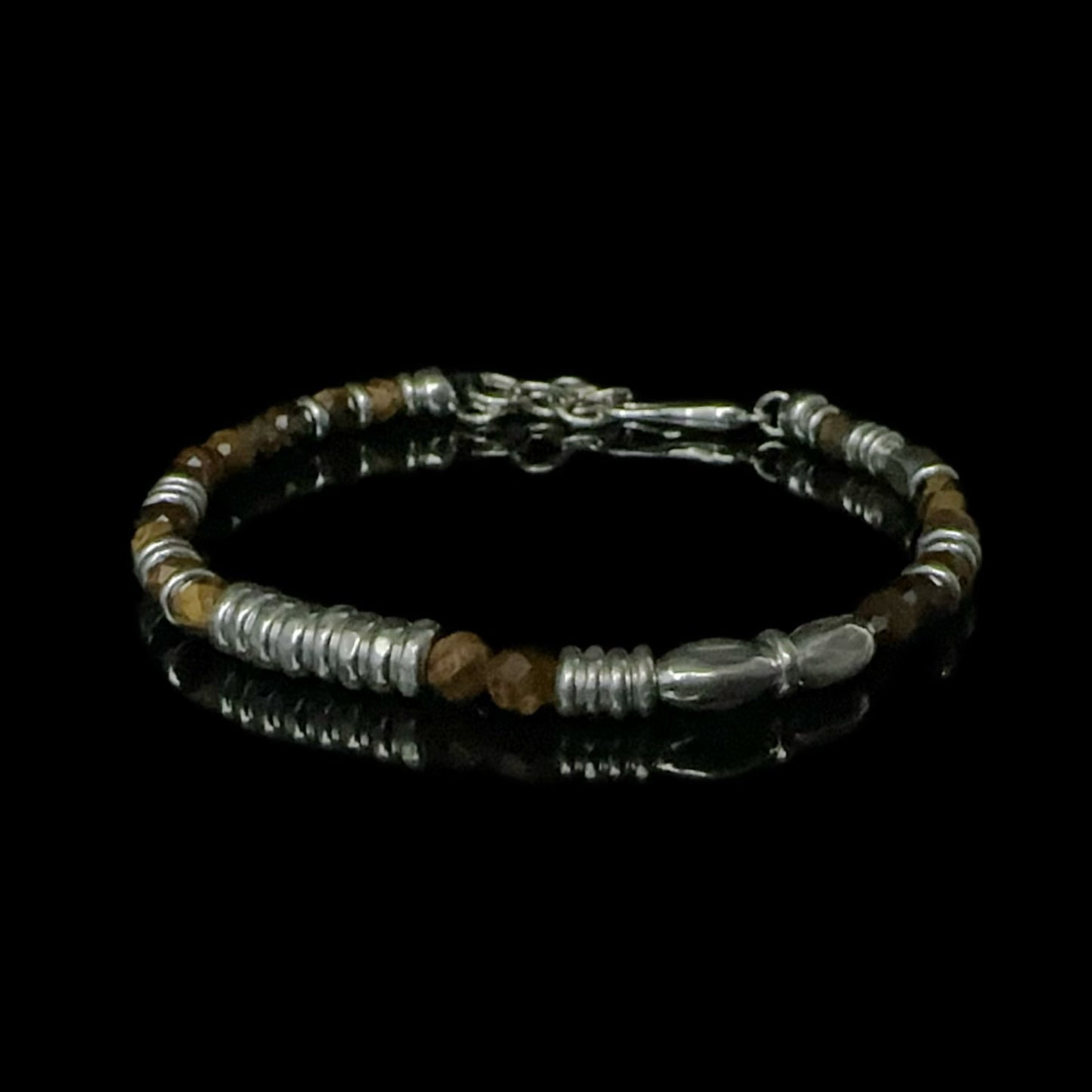 Handmade Tiger Eye Stone Sterling Silver Chain Bracelet-Prosperity Talisman（YS-20251111-1）