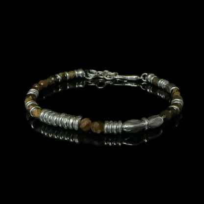 Handmade Tiger Eye Stone Sterling Silver Chain Bracelet-Prosperity Talisman（YS-20251111-1）