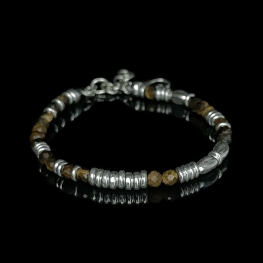 Handmade Tiger Eye Stone Sterling Silver Chain Bracelet-Prosperity Talisman（YS-20251111-1）