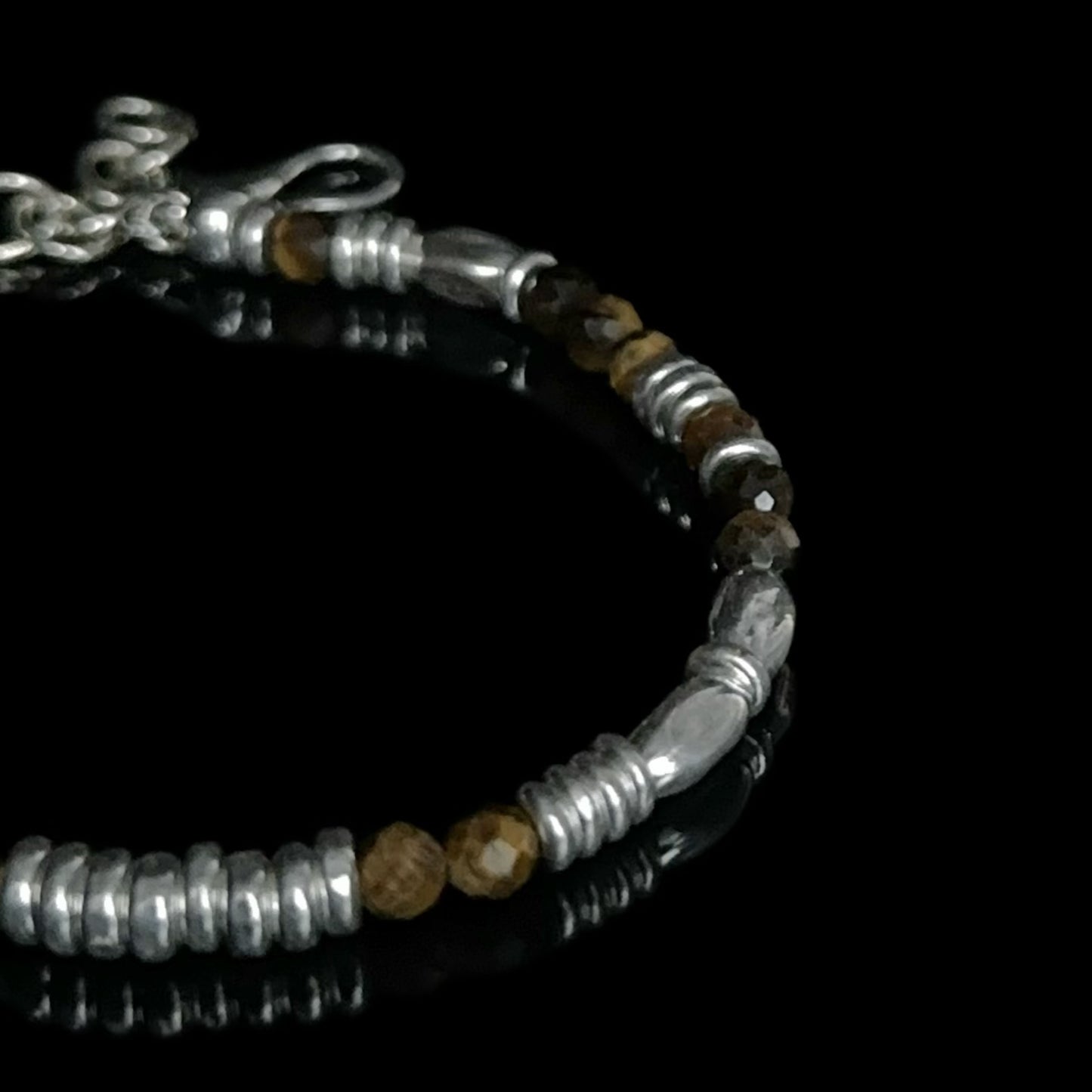 Handmade Tiger Eye Stone Sterling Silver Chain Bracelet-Prosperity Talisman（YS-20251111-1）