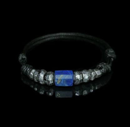 Lapis Awakening: Hammered Sterling Silver Wrap Bracelet（YS-20251111-5）