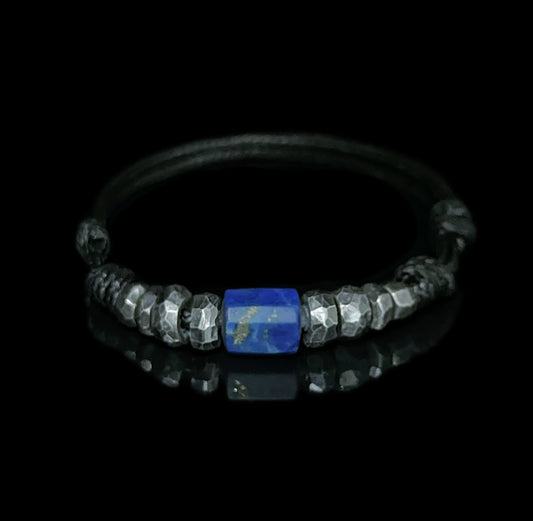 Lapis Awakening: Hammered Sterling Silver Wrap Bracelet（YS-20251111-5）