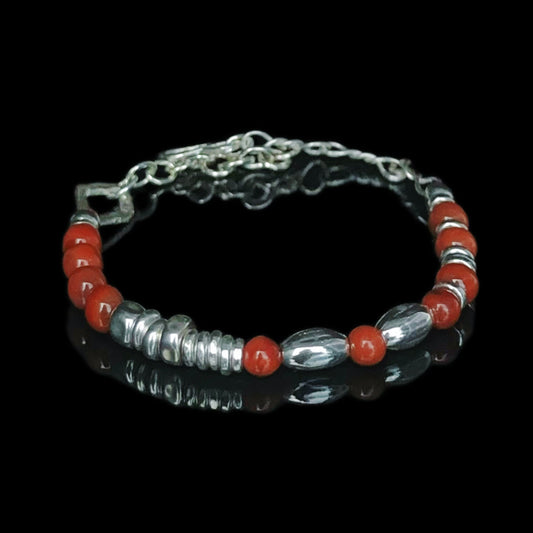 South Red Whisper: Sterling Silver Oval Bead Chain（YS-20251111-6）