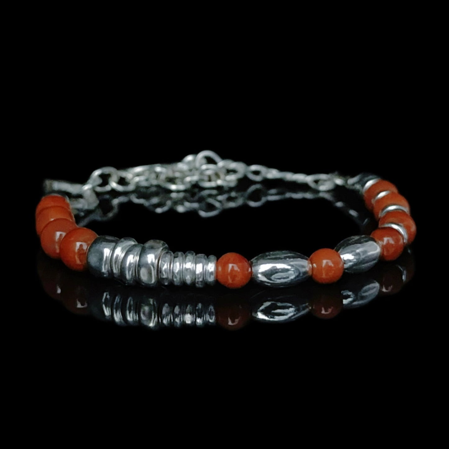 South Red Whisper: Sterling Silver Oval Bead Chain（YS-20251111-6）