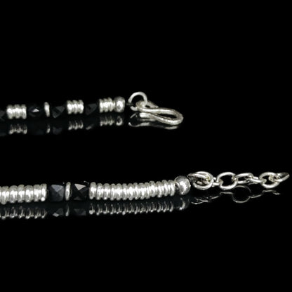 Onyx Shield: Sterling Silver Ringed Bracelet（YS-20251111-9）