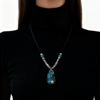 Ocean Shard Turquoise Sterling Silver Necklace（YS-20251111-16）