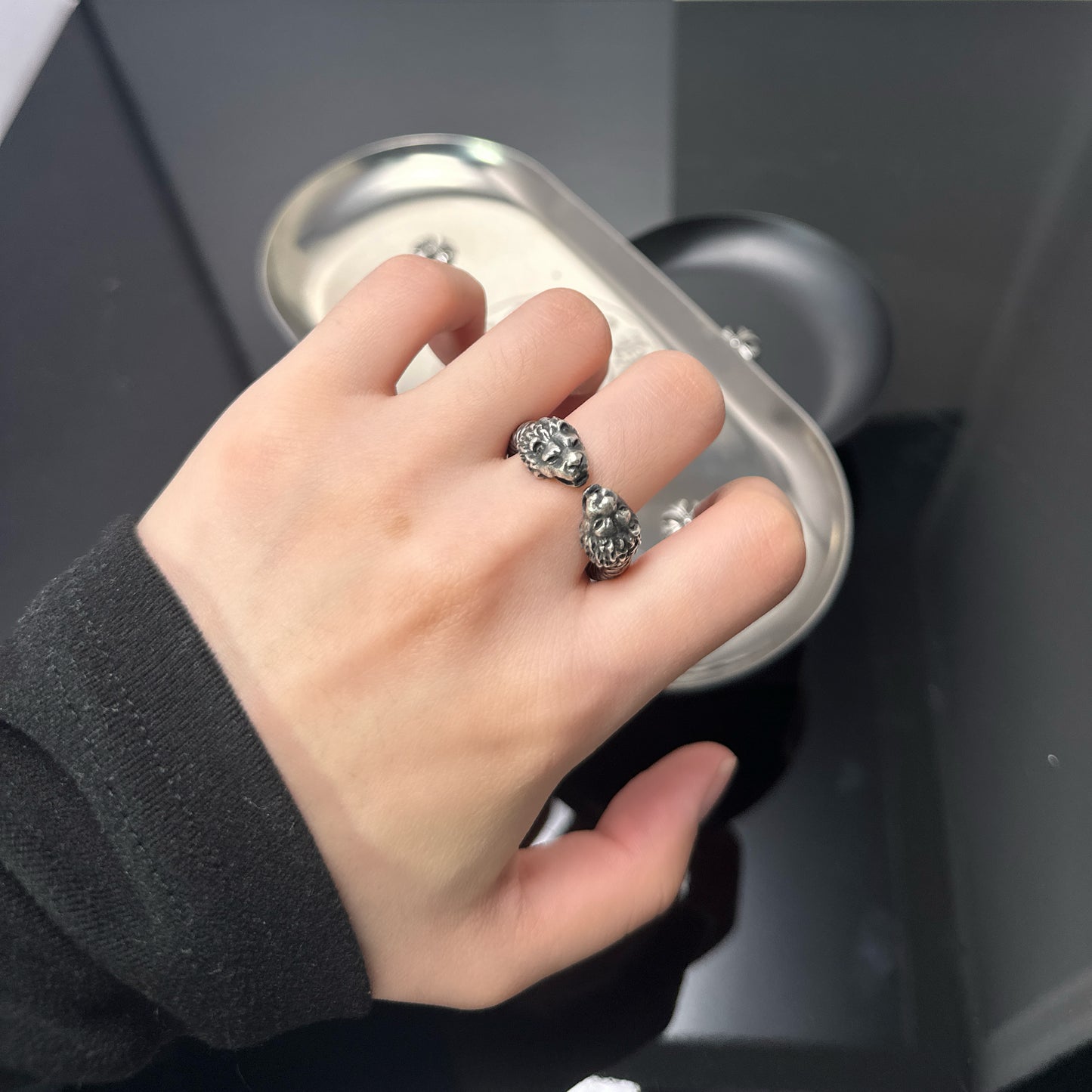 925 Sterling Silver Vintage Double-Headed Leopard Ring | Unique Hip-Hop Style（YS-20250926-9）