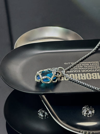 925 Sterling Silver Thorn Rose Pendant Necklace | Delicate Unisex Couple Design（YS-20250926-2）