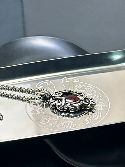 Vintage Black & Red 316 Stainless Steel Pendant Necklace | Unisex Punk Fashion, 65cm Chain（GS-20250912-4）